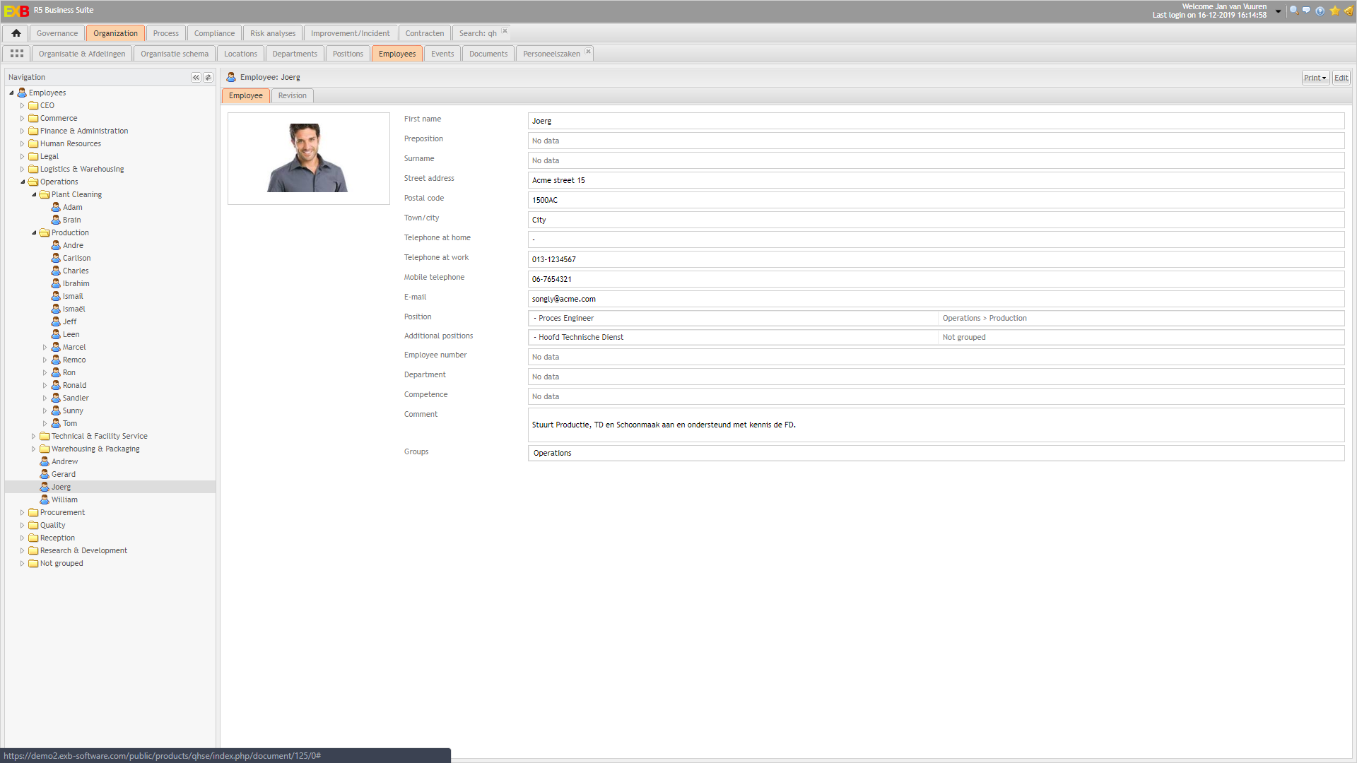 EXB Organisatie medewerker